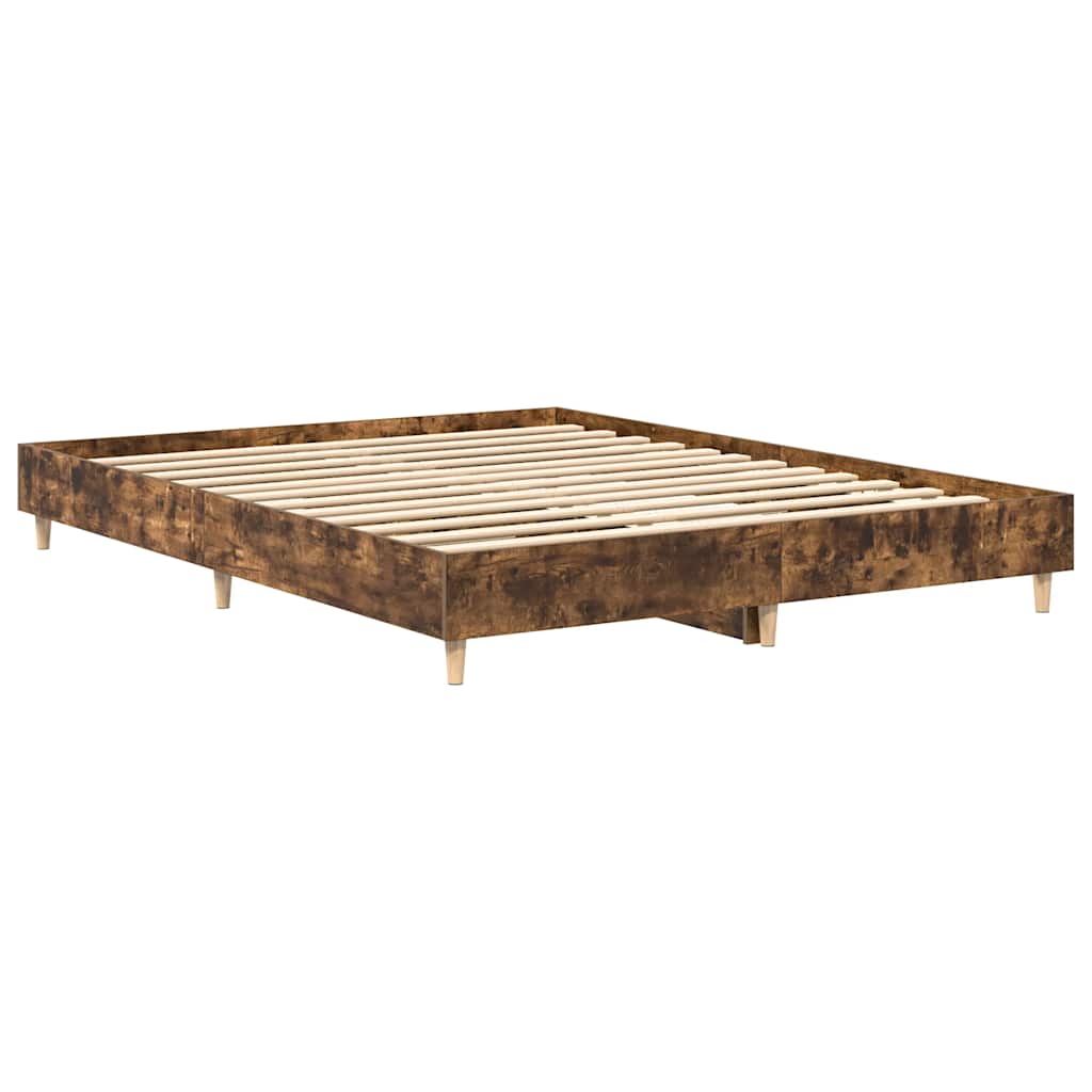 vidaXL Bed Frame No Mattress Smoked Oak 140x200 cm Engineered Wood