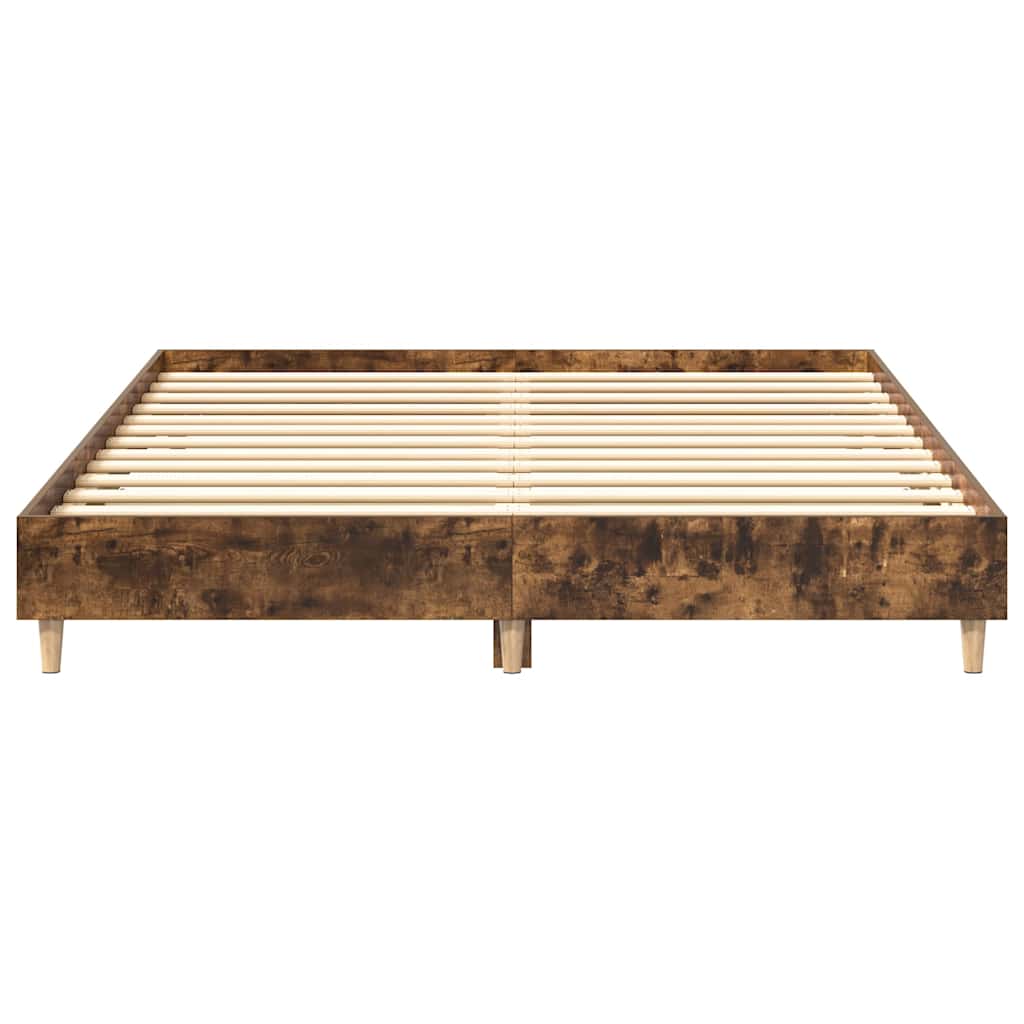 vidaXL Bed Frame No Mattress Smoked Oak 140x200 cm Engineered Wood