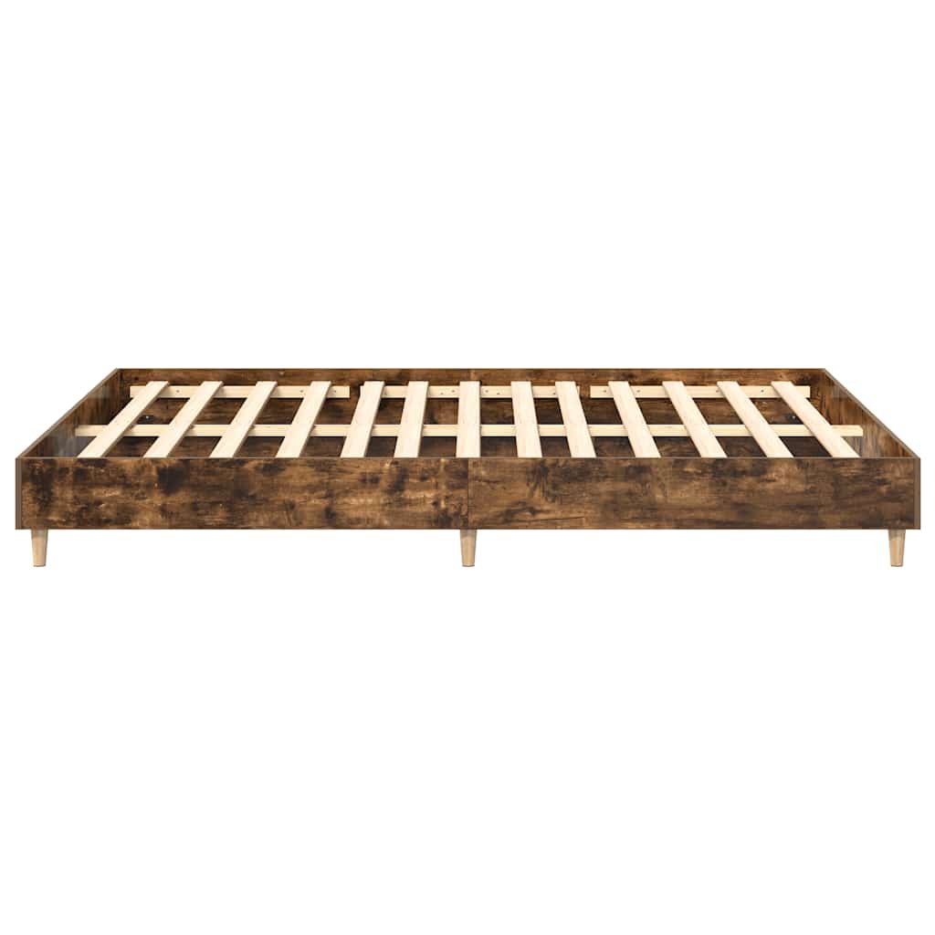 vidaXL Bed Frame No Mattress Smoked Oak 140x200 cm Engineered Wood