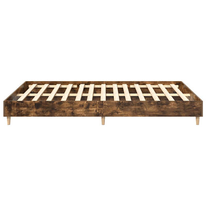vidaXL Bed Frame No Mattress Smoked Oak 140x200 cm Engineered Wood