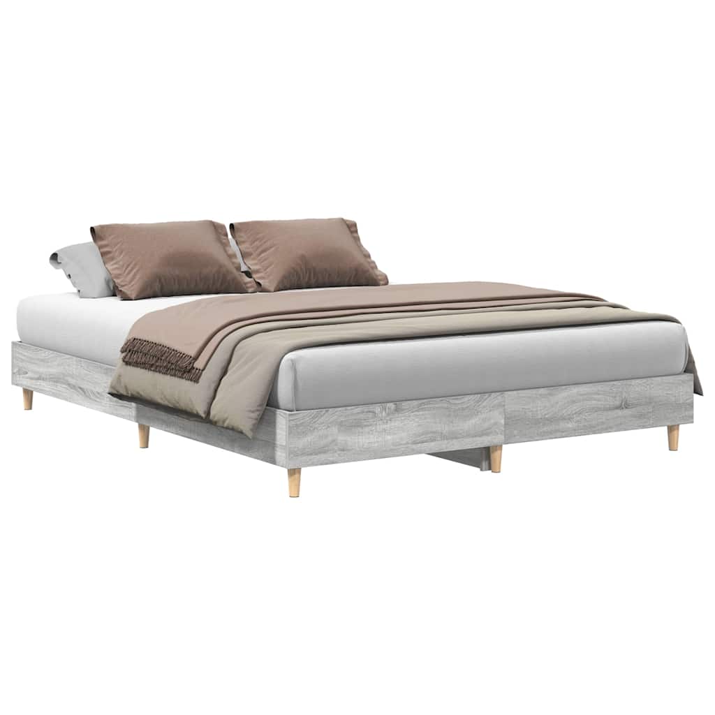 vidaXL Bed Frame No Mattress Grey Sonoma 140x200 cm Engineered Wood