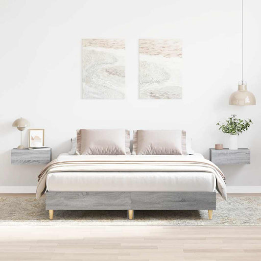 vidaXL Bed Frame | Grey Sonoma | Engineered wood, solid eucalyptus wood