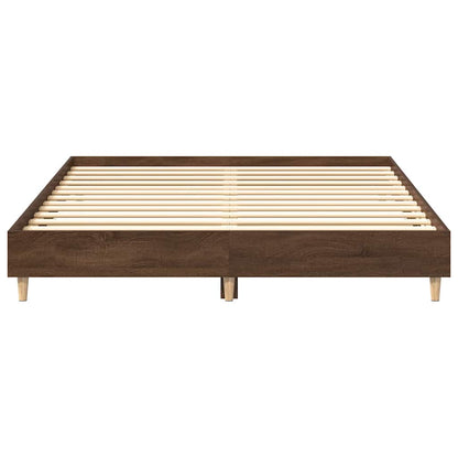 vidaXL Bed Frame | Brown Oak | Engineered wood, Solid Eucalyptus wood | Double