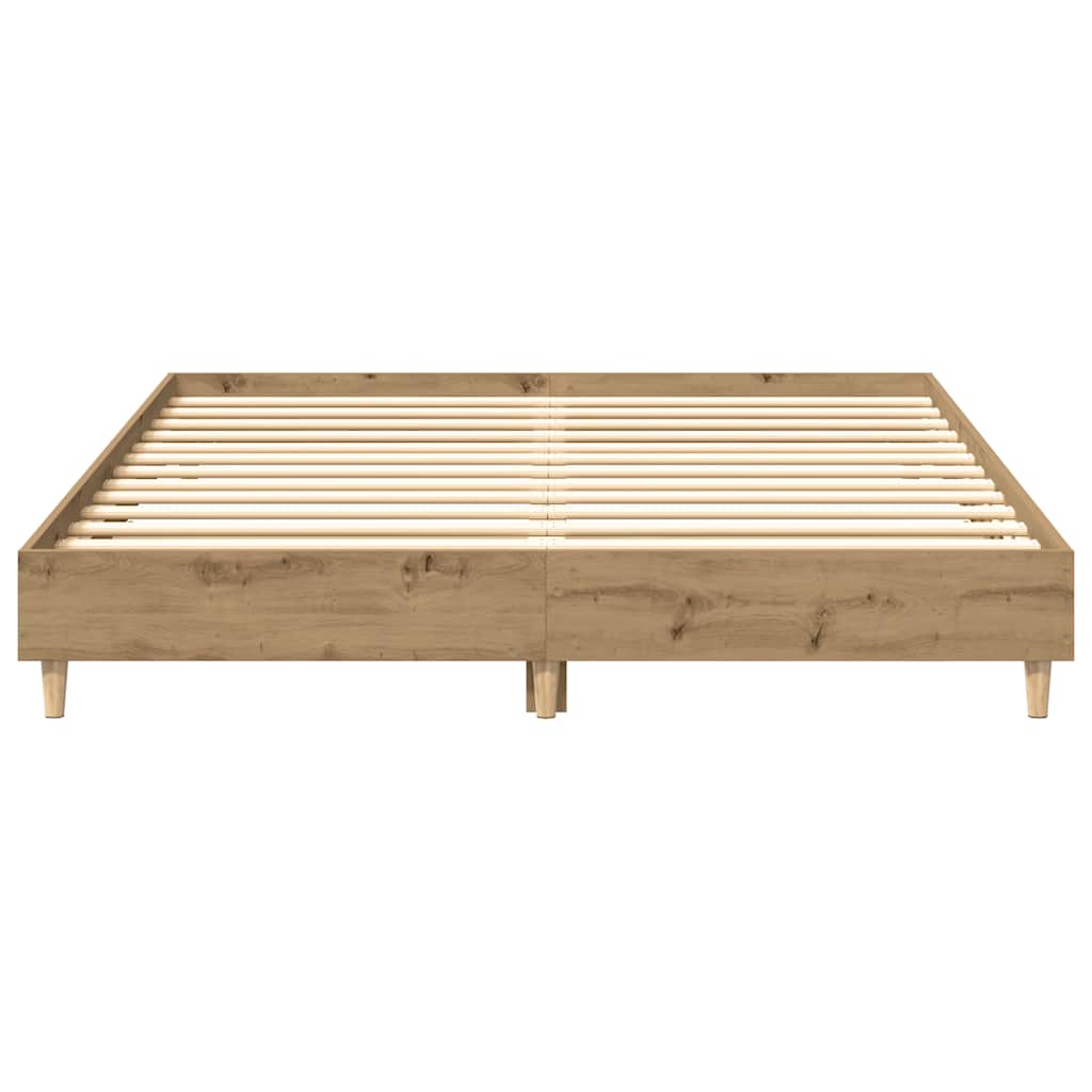 vidaXL Bed Frame | Artisan Oak | Engineered Wood, Solid Eucalyptus Wood | Double