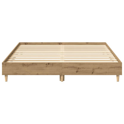 vidaXL Bed Frame | Artisan Oak | Engineered Wood, Solid Eucalyptus Wood | Double