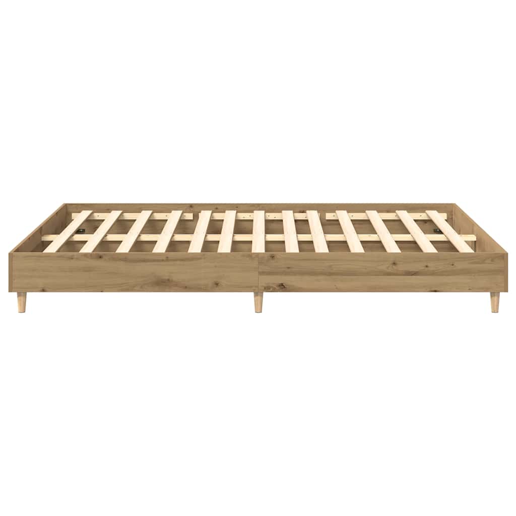 vidaXL Bed Frame | Artisan Oak | Engineered Wood, Solid Eucalyptus Wood | Double