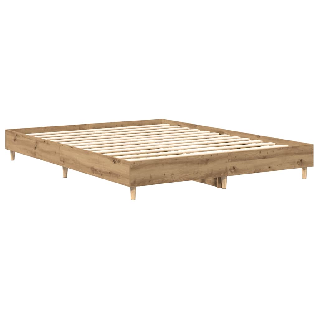 vidaXL Bed Frame | Artisan Oak | Engineered Wood, Solid Eucalyptus Wood | Double