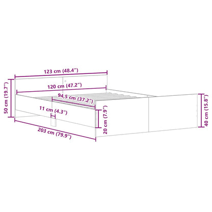 vidaXL Bed Frame without Mattress Old Wood 120x200cm Engineered Wood