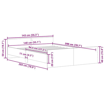 vidaXL Bed Frame without Mattress Old Wood 140x200cm Engineered Wood