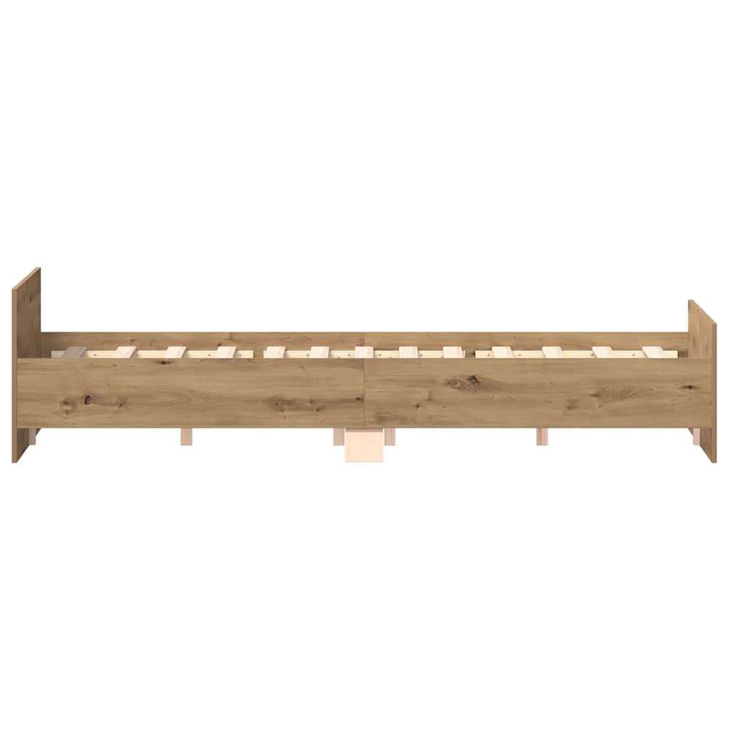 vidaXL Bed Frame | Artisan Oak | Engineered wood, Solid pinewood | Double