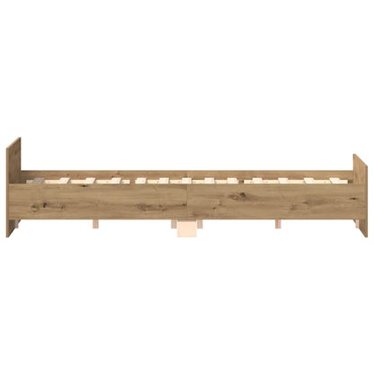 vidaXL Bed Frame | Artisan Oak | Engineered wood, Solid pinewood | Double