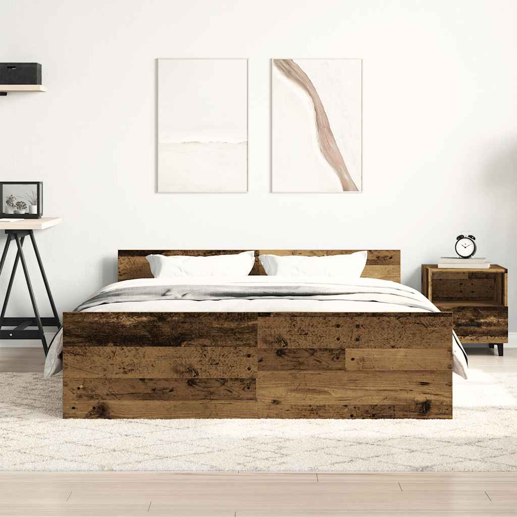 vidaXL Bed Frame without Mattress Old Wood 120x190cm Engineered Wood
