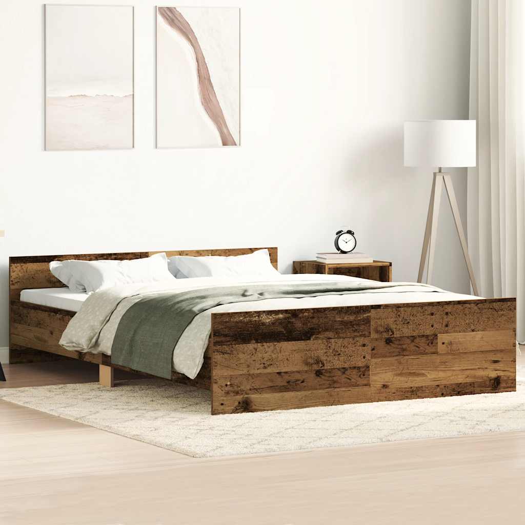 vidaXL Bed Frame without Mattress Old Wood 140x190cm Engineered Wood