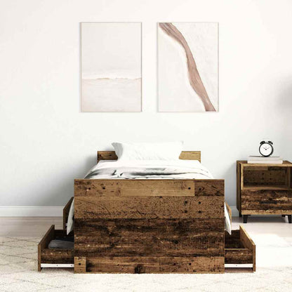 vidaXL Bed Frame | Old Wood | Engineered Wood, Solid Pinewood | Single