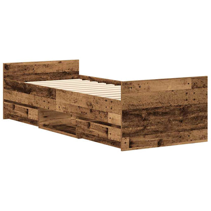 vidaXL Bed Frame | Old Wood | Engineered Wood, Solid Pinewood | Single