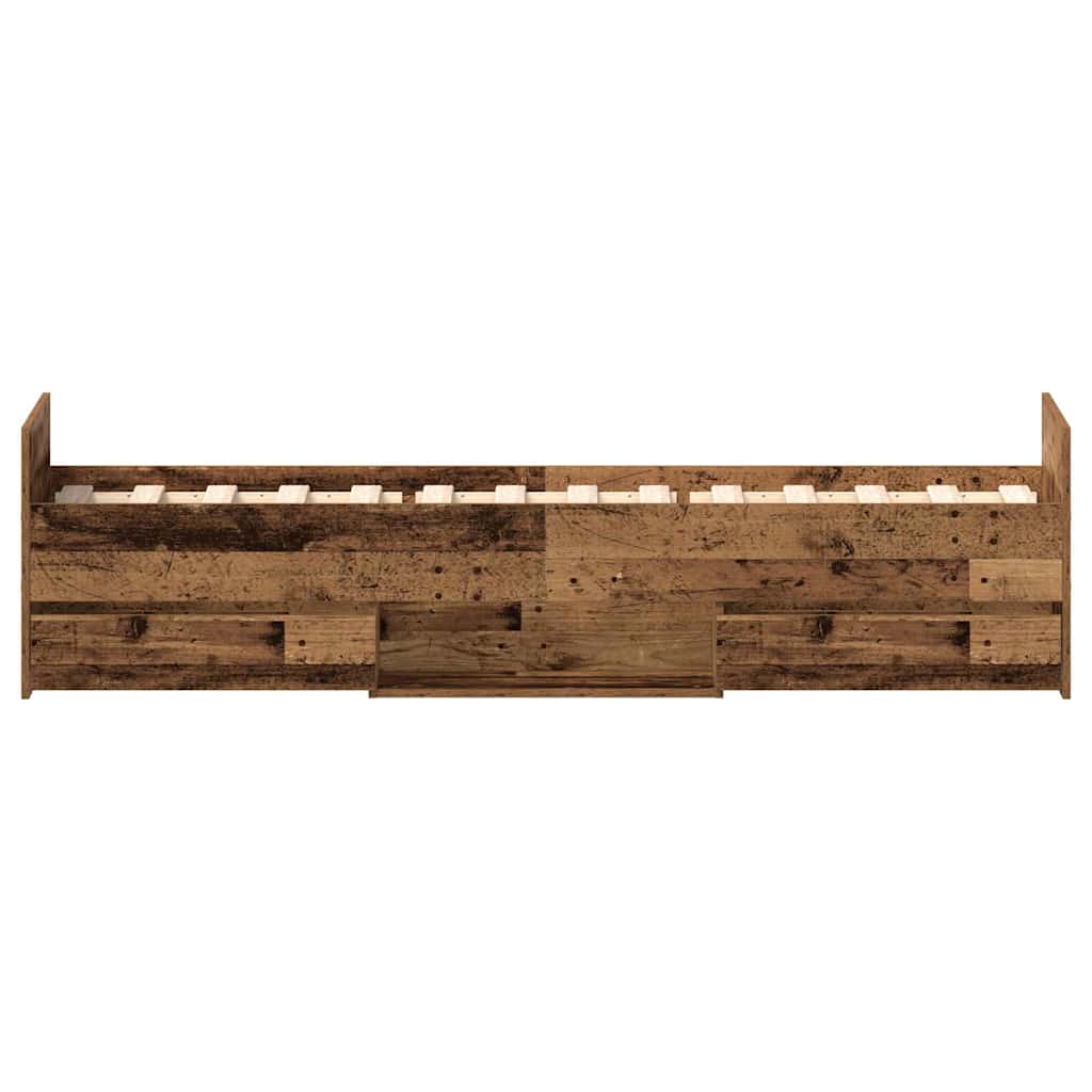 vidaXL Bed Frame | Old Wood | Engineered Wood, Solid Pinewood | Single