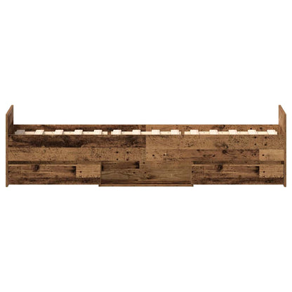 vidaXL Bed Frame | Old Wood | Engineered Wood, Solid Pinewood | Single