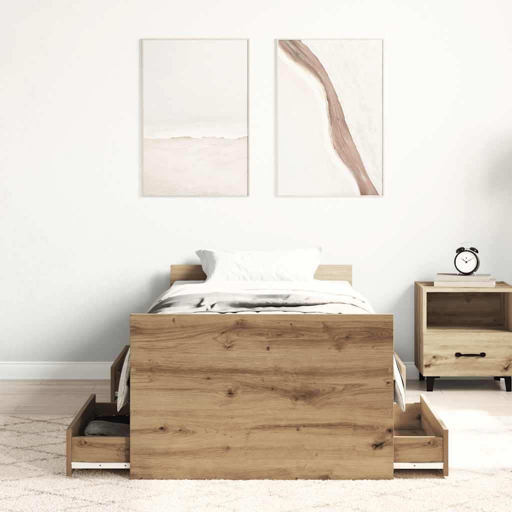 vidaXL Bed Frame | Artisan Oak | Engineered Wood | Single | Bed Frame