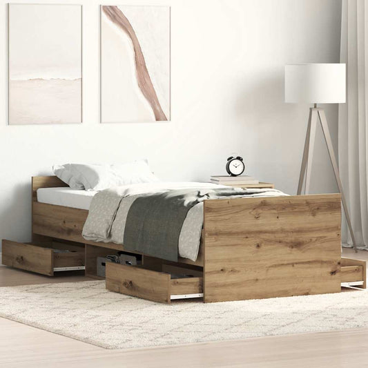 vidaXL Bed Frame | Artisan Oak | Engineered Wood | Single | Bed Frame