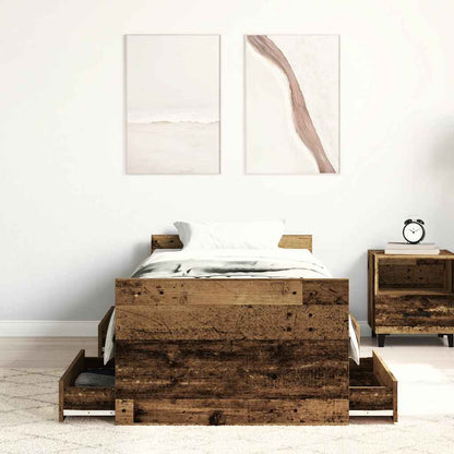 vidaXL Bed Frame | Old wood | Engineered wood, solid pine wood, plywood | Single