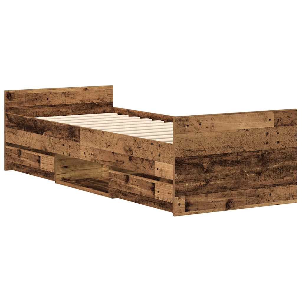 vidaXL Bed Frame | Old wood | Engineered wood, solid pine wood, plywood | Single