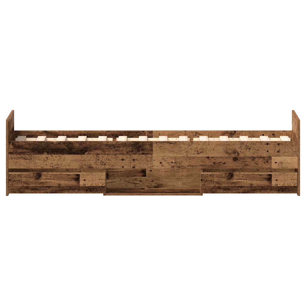 vidaXL Bed Frame | Old wood | Engineered wood, solid pine wood, plywood | Single