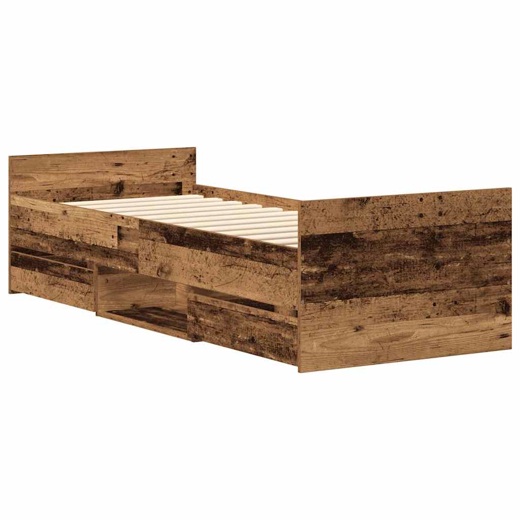 vidaXL Bed Frame | Old wood | Engineered wood, solid pine wood, plywood | Single