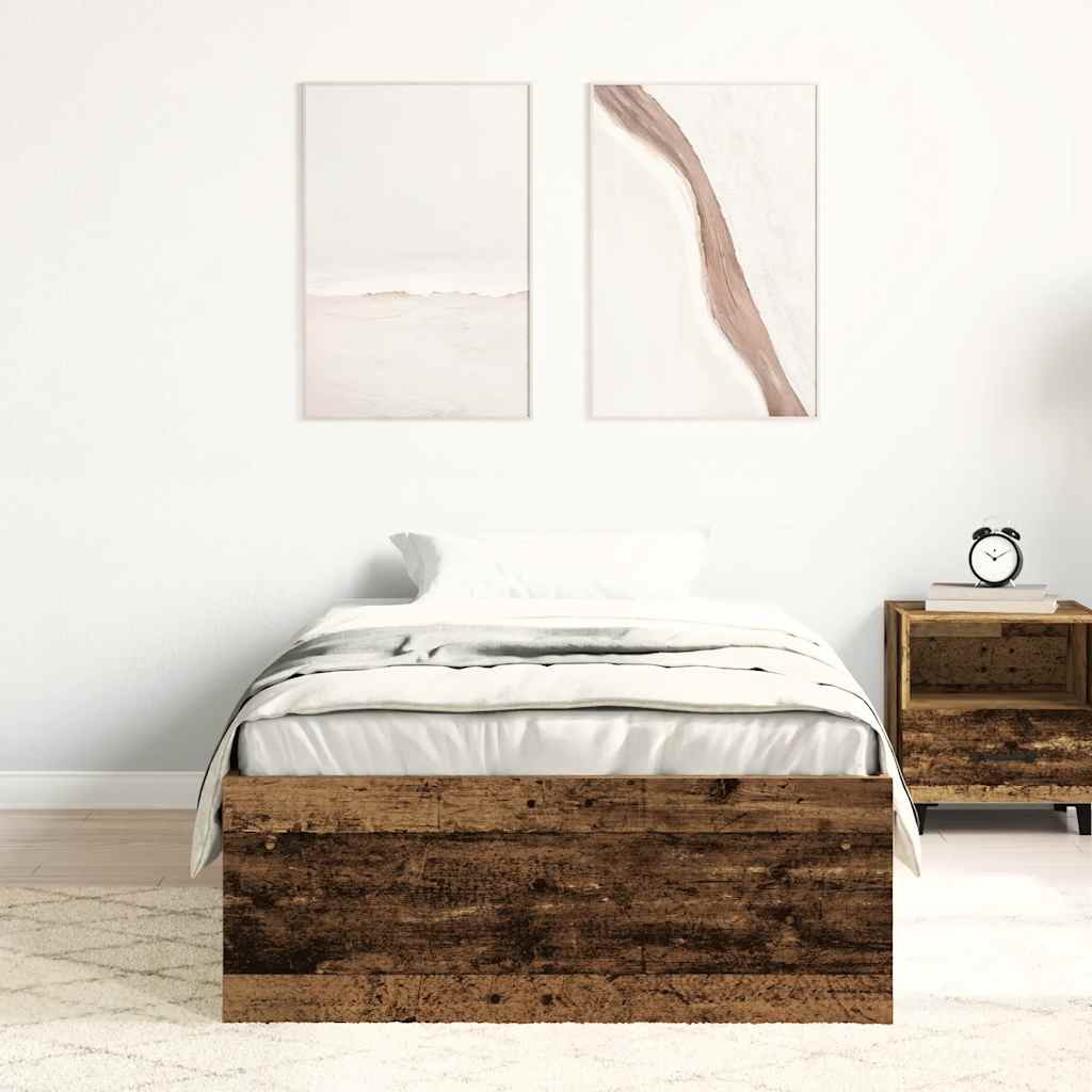vidaXL Bed Frame without Mattress Old Wood 90x200cm Engineered Wood