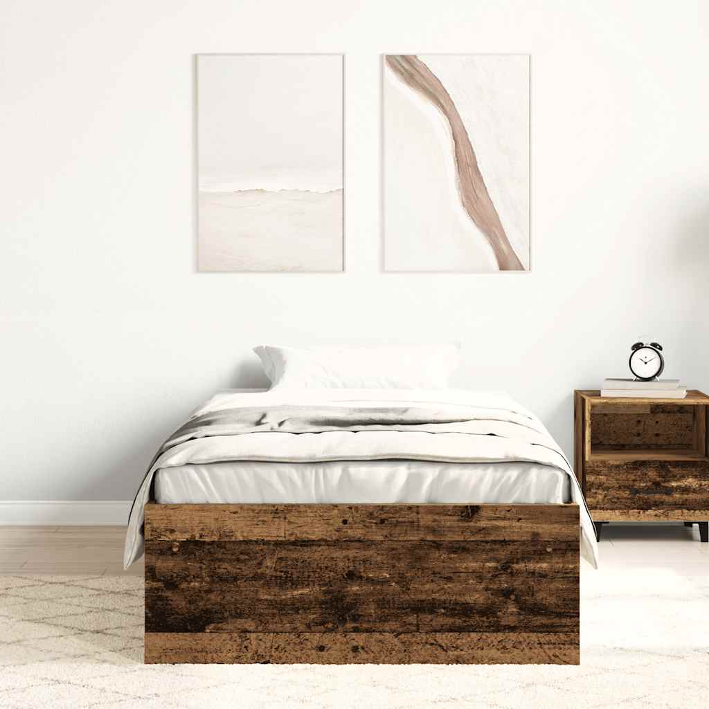 vidaXL Bed Frame without Mattress Old Wood 100x200cm Engineered Wood