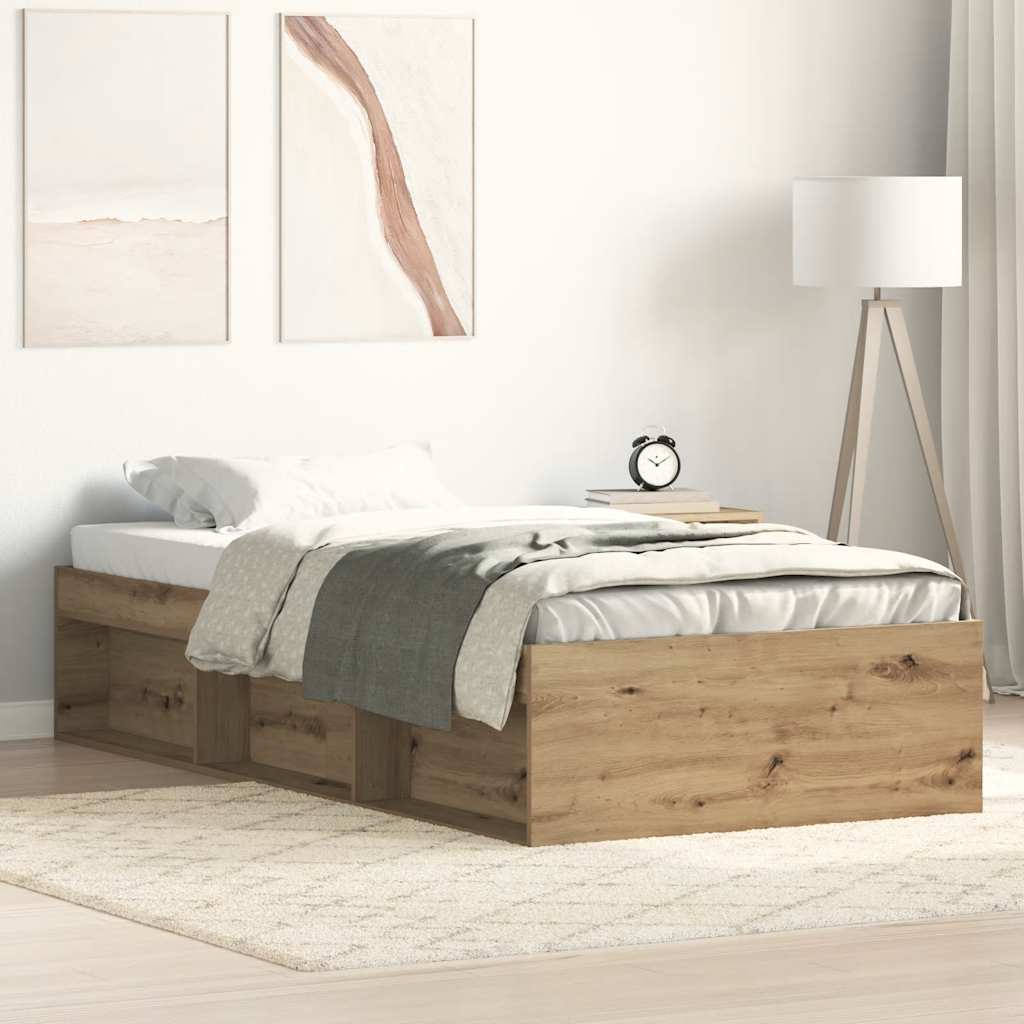vidaXL Bed Frame without Mattress Artisan Oak 100x200cm Engineered Wood