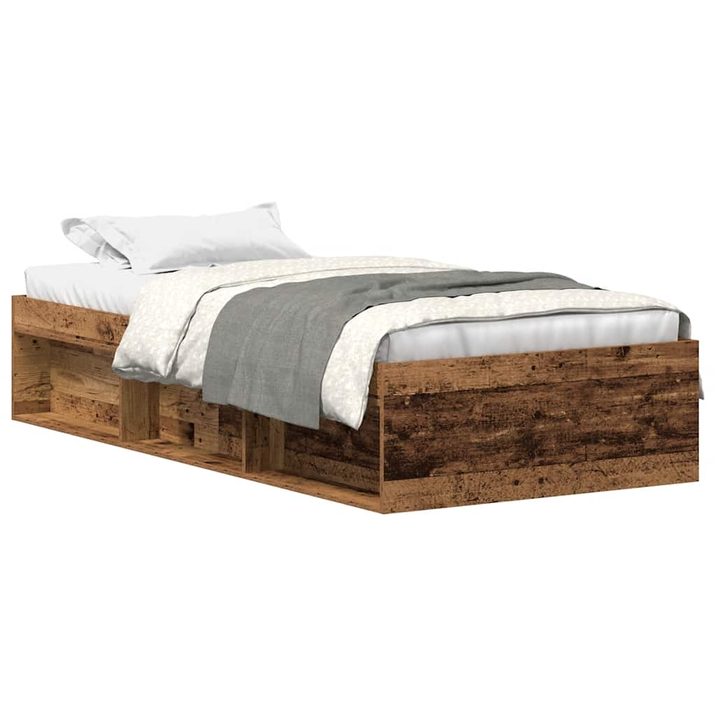 vidaXL Bed Frame without Mattress Old Wood 90x190 cm Single Engineered Wood