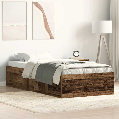 vidaXL Bed Frame without Mattress Old Wood 90x190 cm Single Engineered Wood