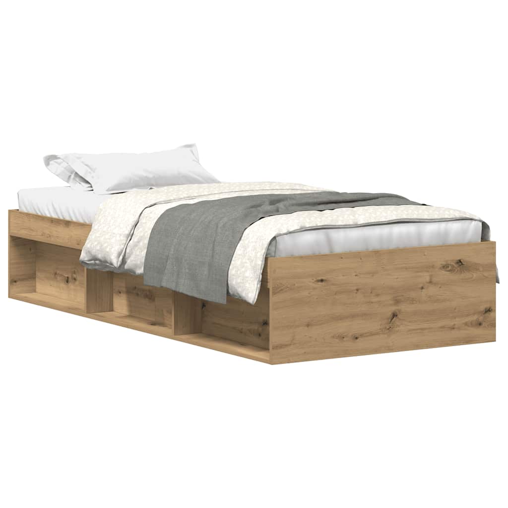 vidaXL Bed Frame without Mattress Artisan Oak 90x190 cm Single Engineered Wood
