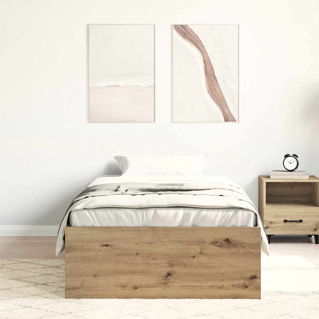 vidaXL Bed Frame without Mattress Artisan Oak 90x190 cm Single Engineered Wood