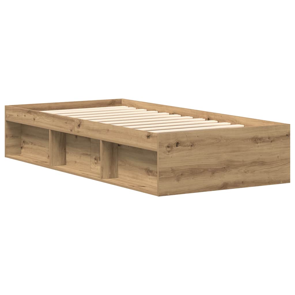 vidaXL Bed Frame without Mattress Artisan Oak 90x190 cm Single Engineered Wood