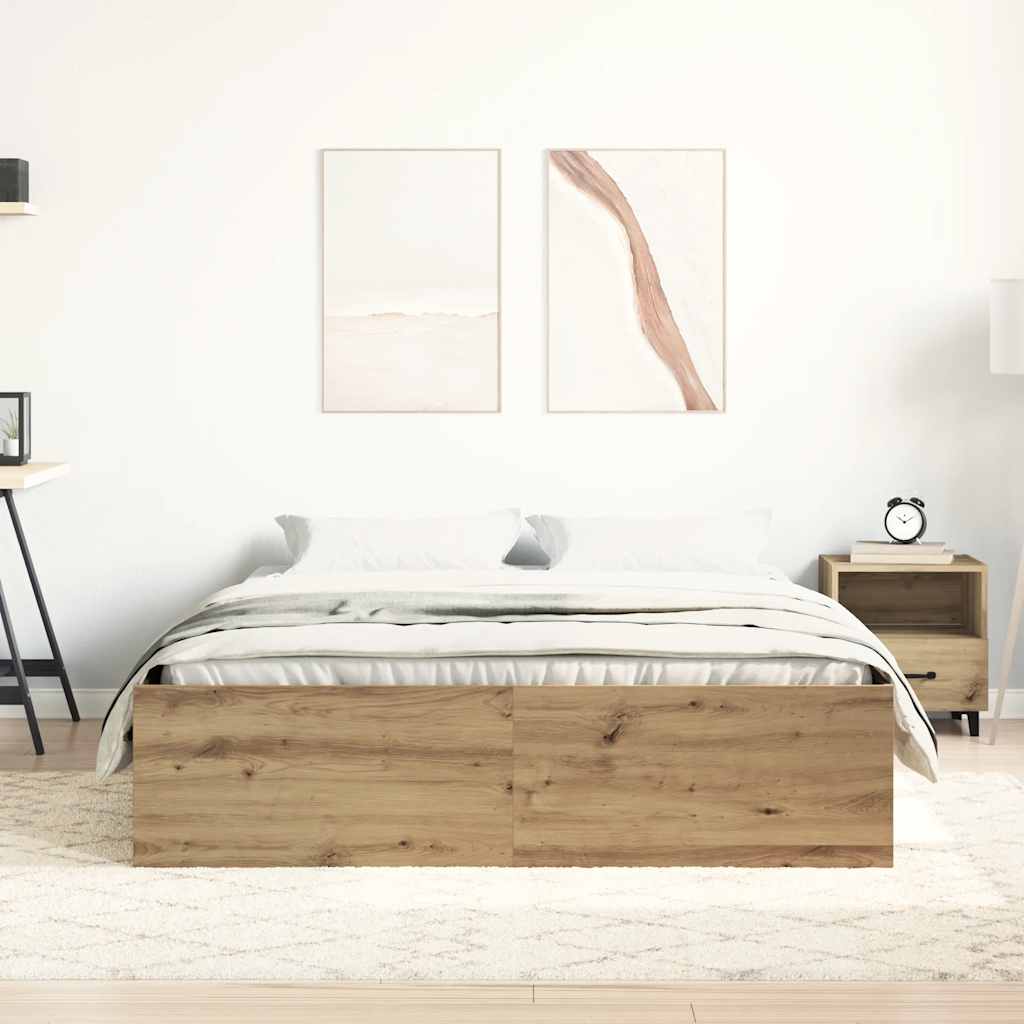vidaXL Bed Frame without Mattress Artisan Oak 120x200cm Engineered Wood