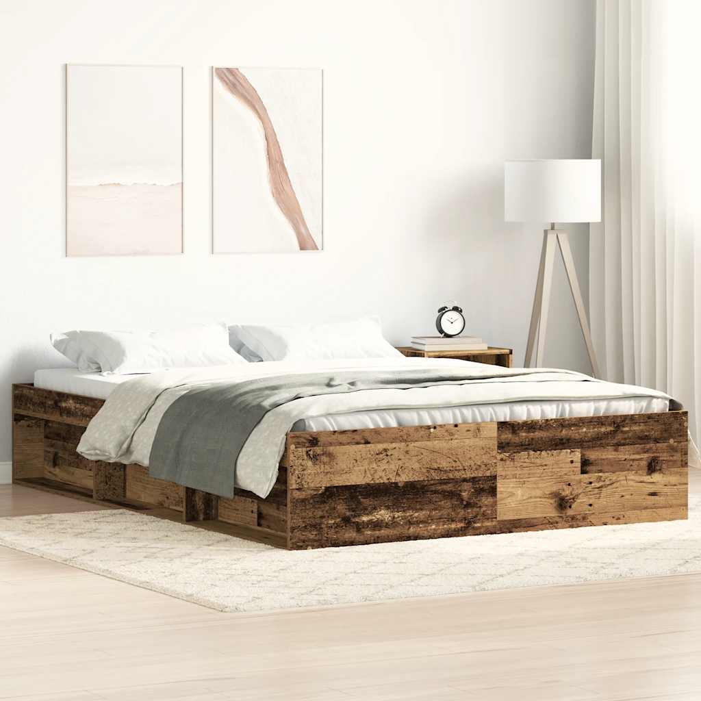 vidaXL Bed Frame without Mattress Old Wood 140x200cm Engineered Wood