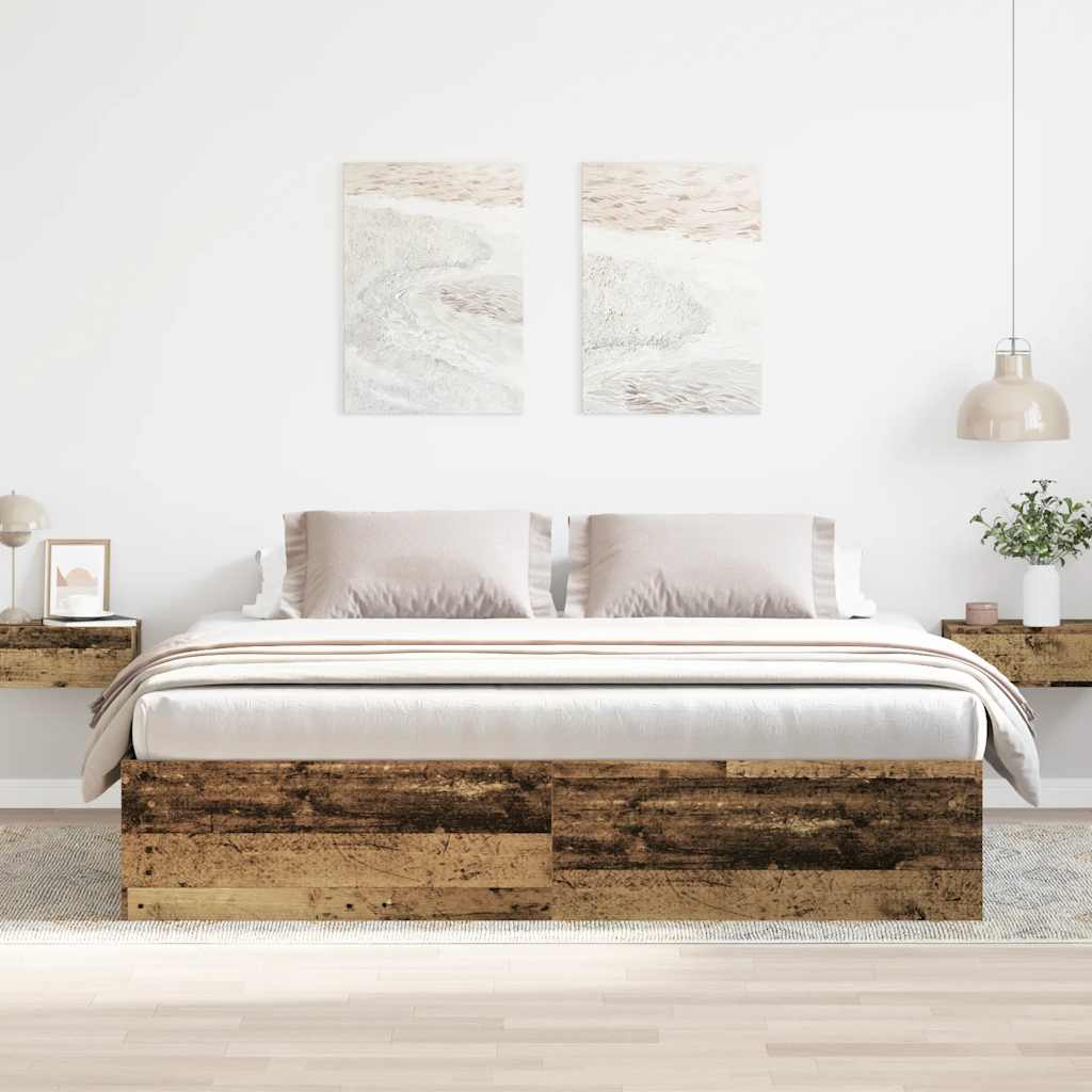 vidaXL Bed Frame without Mattress Old Wood 200x200cm Engineered Wood