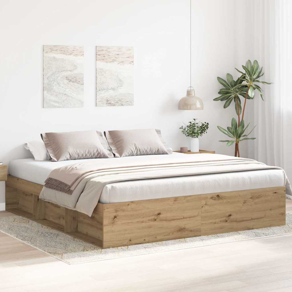 vidaXL Bed Frame without Mattress Artisan Oak 200x200cm Engineered Wood
