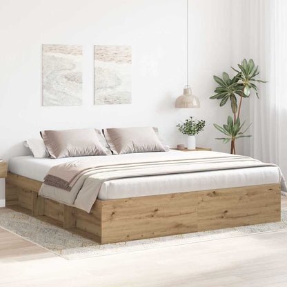 vidaXL Bed Frame without Mattress Artisan Oak 200x200cm Engineered Wood