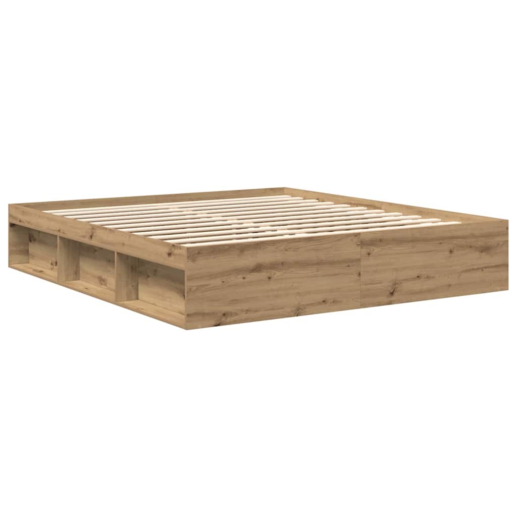 vidaXL Bed Frame without Mattress Artisan Oak 200x200cm Engineered Wood