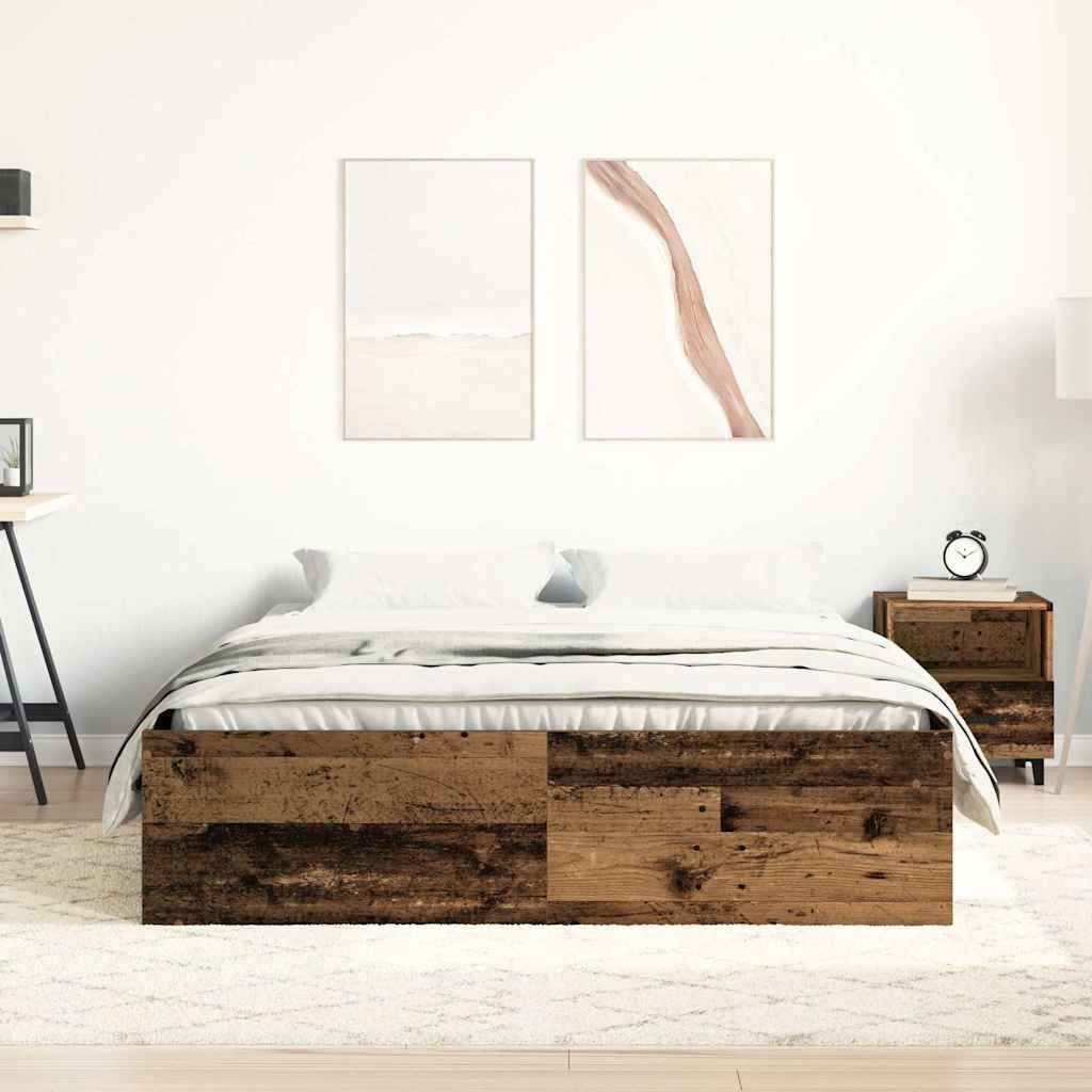 vidaXL Bed Frame without Mattress Old Wood 140x190cm Engineered Wood