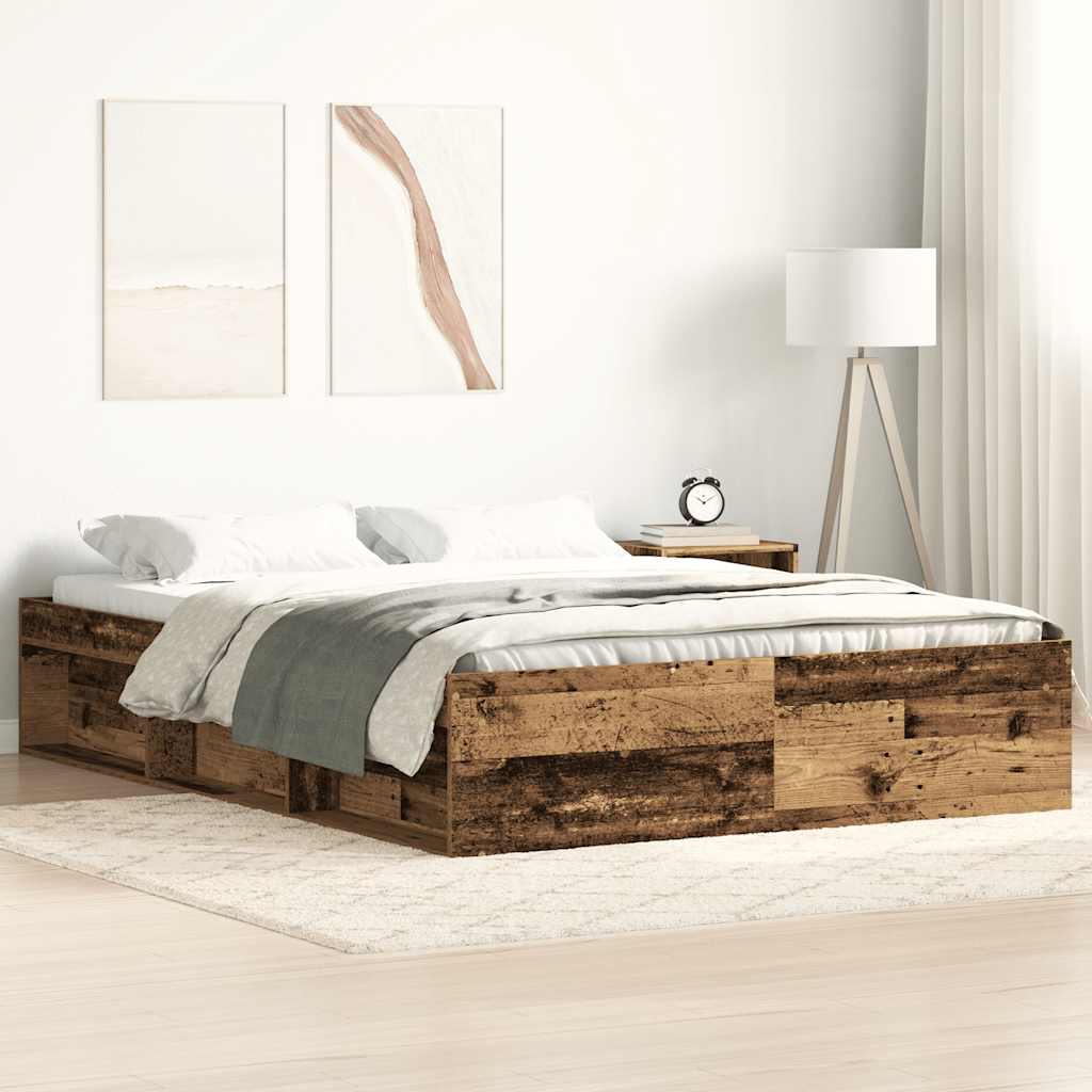 vidaXL Bed Frame without Mattress Old Wood 140x190cm Engineered Wood