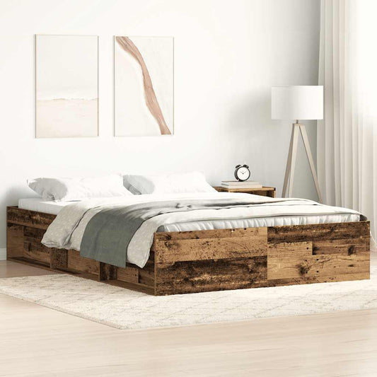 vidaXL Bed Frame without Mattress Old Wood 140x190cm Engineered Wood