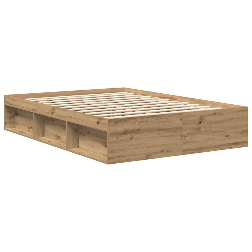 vidaXL Bed Frame without Mattress Artisan Oak 140x190cm Engineered Wood