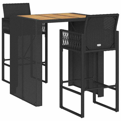 vidaXL 3 Piece Garden Bar Set without Cushions Black