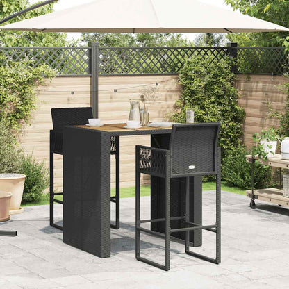 vidaXL 3 Piece Garden Bar Set without Cushions Black