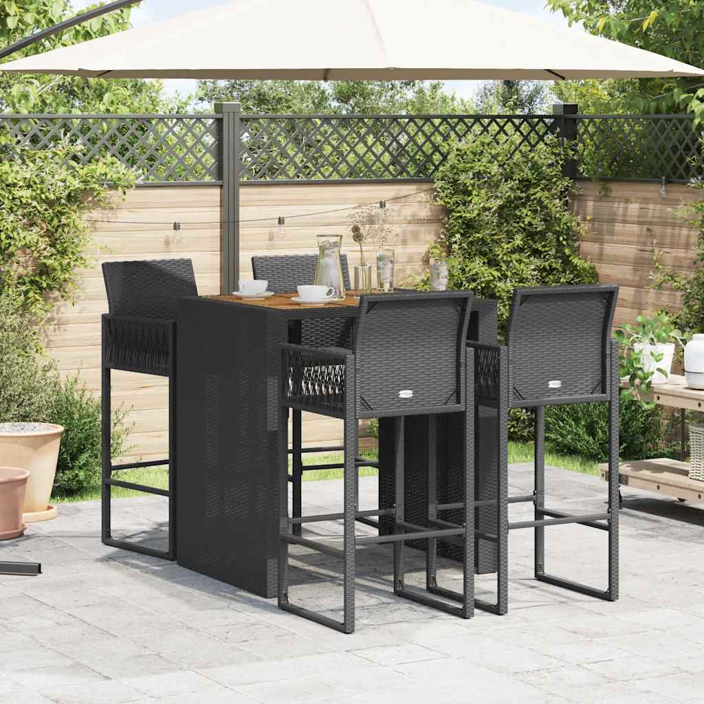 vidaXL 5 Piece Garden Bar Set without Cushions Black