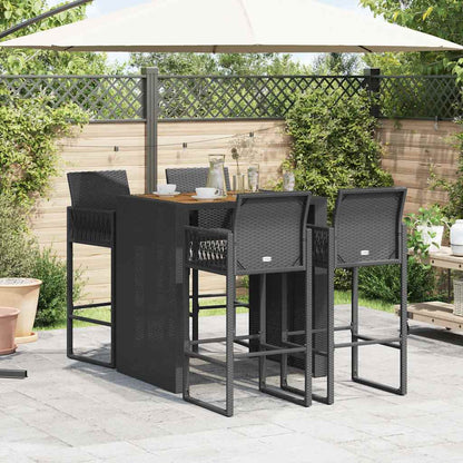 vidaXL 5 Piece Garden Bar Set without Cushions Black
