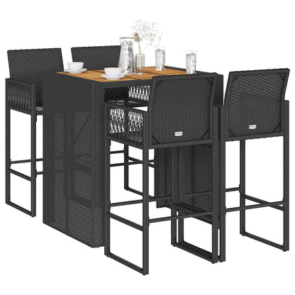 vidaXL 5 Piece Garden Bar Set without Cushions Black